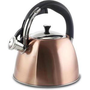 imageMr Coffee Belgrove 25 Quart Stainless Steel Whistling Tea Kettle Square Metallic Copper