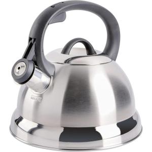imageMr Coffee Twining 21 Quart Pumpkin Shaped Stainless Steel Whistling Tea Kettle Metallic RedBrushed Satin