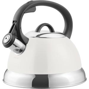 imageMr Coffee Twining 21 Quart Pumpkin Shaped Stainless Steel Whistling Tea Kettle Metallic RedLinen