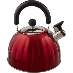 imageMr Coffee Twining 21 Quart Pumpkin Shaped Stainless Steel Whistling Tea Kettle Metallic RedMetallic Red