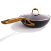 imageAllInOne NonStick Fry Pan Meets Wok with Lid 11Inch Blue ampamp SilverBlack  Gold