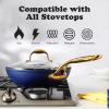 imageAllInOne NonStick Fry Pan Meets Wok with Lid 11Inch Blue ampamp SilverBlue  Gold