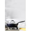 imageAllInOne NonStick Fry Pan Meets Wok with Lid 11Inch Blue ampamp SilverCobalt  Black