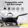 imageAllInOne NonStick Fry Pan Meets Wok with Lid 11Inch Blue ampamp SilverCobalt  Black