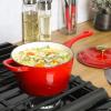 imageCrockPot 3 Qt European Enameled Cast Iron Sauce Pan WLid  Gradient Red