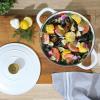 imageCrockPot Artisan Oval Enameled Cast Iron Dutch Oven 7Quart Scarlet RedMatte Linen White w Gold Knob