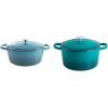imageCrockPot Artisan Oval Enameled Cast Iron Dutch Oven 7Quart Scarlet RedTeal Ombre