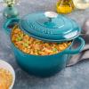 imageCrockPot Artisan Oval Enameled Cast Iron Dutch Oven 7Quart Scarlet RedTeal Ombre