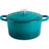 imageCrockPot Artisan Oval Enameled Cast Iron Dutch Oven 7Quart Scarlet RedTeal Ombre