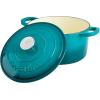 imageCrockPot Artisan Oval Enameled Cast Iron Dutch Oven 7Quart Scarlet RedTeal Ombre