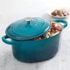 imageCrockPot Artisan Oval Enameled Cast Iron Dutch Oven 7Quart Scarlet RedTeal Ombre