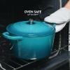 imageCrockPot Artisan Oval Enameled Cast Iron Dutch Oven 7Quart Scarlet RedTeal Ombre Round