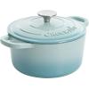 imageCrockPot Artisan Round Enameled Cast Iron Dutch Oven 7Quart Pistachio GreenAqua Blue