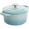 imageCrockPot Artisan Round Enameled Cast Iron Dutch Oven 7Quart Pistachio GreenAqua Blue