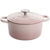 imageCrockPot Artisan Round Enameled Cast Iron Dutch Oven 7Quart Pistachio GreenBlush Pink