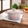 imageCrockPot Artisan Round Enameled Cast Iron Dutch Oven 7Quart Pistachio GreenBlush Pink