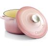 imageCrockPot Artisan Round Enameled Cast Iron Dutch Oven 7Quart Pistachio GreenBlush Pink
