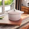 imageCrockPot Artisan Round Enameled Cast Iron Dutch Oven 7Quart Pistachio GreenBlush Pink