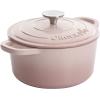 imageCrockPot Artisan Round Enameled Cast Iron Dutch Oven 7Quart Pistachio GreenBlush Pink