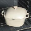 imageCrockPot Artisan Round Enameled Cast Iron Dutch Oven 7Quart Pistachio GreenMatte Linen White Northvale