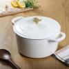 imageCrockPot Artisan Round Enameled Cast Iron Dutch Oven 7Quart Pistachio GreenMatte Linen White w Gold Knob