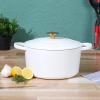 imageCrockPot Artisan Round Enameled Cast Iron Dutch Oven 7Quart Pistachio GreenMatte Linen White w Gold Knob