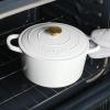 imageCrockPot Artisan Round Enameled Cast Iron Dutch Oven 7Quart Pistachio GreenMatte Linen White w Gold Knob