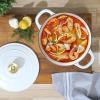 imageCrockPot Artisan Round Enameled Cast Iron Dutch Oven 7Quart Pistachio GreenMatte Linen White w Gold Knob