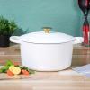 imageCrockPot Artisan Round Enameled Cast Iron Dutch Oven 7Quart Pistachio GreenMatte Linen White w Gold Knob