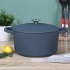 imageCrockPot Artisan Round Enameled Cast Iron Dutch Oven 7Quart Pistachio GreenMatte Navy Blue