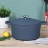 imageCrockPot Artisan Round Enameled Cast Iron Dutch Oven 7Quart Pistachio GreenMatte Navy Blue