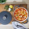 imageCrockPot Artisan Round Enameled Cast Iron Dutch Oven 7Quart Pistachio GreenMatte Navy Blue