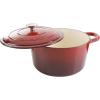 imageCrockPot Artisan Round Enameled Cast Iron Dutch Oven 7Quart Pistachio GreenScarlet Red