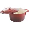 imageCrockPot Artisan Round Enameled Cast Iron Dutch Oven 7Quart Pistachio GreenScarlet Red