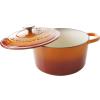 imageCrockPot Artisan Round Enameled Cast Iron Dutch Oven 7Quart Pistachio GreenSunset Orange
