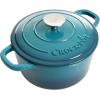 imageCrockPot Artisan Round Enameled Cast Iron Dutch Oven 7Quart Pistachio GreenTeal Ombre