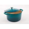 imageCrockPot Artisan Round Enameled Cast Iron Dutch Oven 7Quart Pistachio GreenTeal Ombre