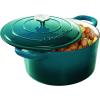 imageCrockPot Artisan Round Enameled Cast Iron Dutch Oven 7Quart Pistachio GreenTeal Ombre