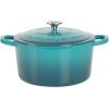 imageCrockPot Artisan Round Enameled Cast Iron Dutch Oven 7Quart Pistachio GreenTeal Ombre