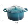 imageCrockPot Artisan Round Enameled Cast Iron Dutch Oven 7Quart Pistachio GreenTeal Ombre