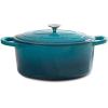 imageCrockPot Artisan Round Enameled Cast Iron Dutch Oven 7Quart Pistachio GreenTeal Ombre