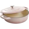 imageCrockPot Crock Pot Artisan Enameled Cast Iron Braiser WLid 5 Quart Scarlet RedBlush Pink