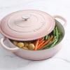 imageCrockPot Crock Pot Artisan Enameled Cast Iron Braiser WLid 5 Quart Scarlet RedBlush Pink