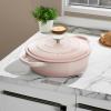imageCrockPot Crock Pot Artisan Enameled Cast Iron Braiser WLid 5 Quart Scarlet RedBlush Pink
