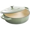imageCrockPot Crock Pot Artisan Enameled Cast Iron Braiser WLid 5 Quart Scarlet RedPistachio