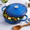 imageCrockPot Crock Pot Artisan Enameled Cast Iron Braiser WLid 5 Quart Scarlet RedSapphire Blue