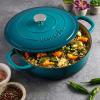 imageCrockPot Crock Pot Artisan Enameled Cast Iron Braiser WLid 5 Quart Scarlet RedTeal Ombre
