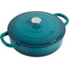 imageCrockPot Crock Pot Artisan Enameled Cast Iron Braiser WLid 5 Quart Scarlet RedTeal Ombre