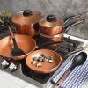 imageGibson Home EcoFriendly Hummington with Induction Base Forged Aluminum NonStick Ceramic Cookware with Soft Touch Bakelite Handle 12Inch Fry Pan Metallic CopperMetallic Copper
