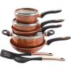 imageGibson Home EcoFriendly Hummington with Induction Base Forged Aluminum NonStick Ceramic Cookware with Soft Touch Bakelite Handle 12Inch Fry Pan Metallic CopperMetallic Copper
